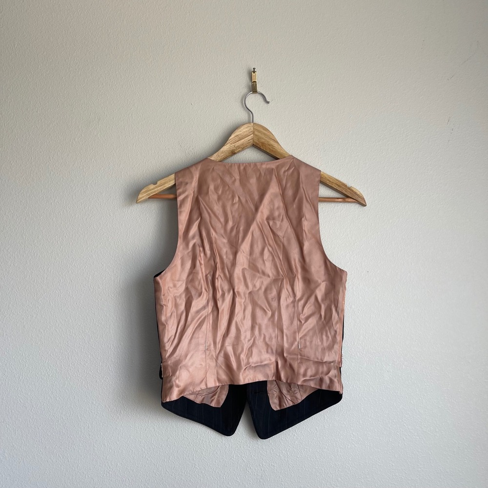 Vintage 90s Y2K Bebe Pinstripe Floral Embroidered Vest‎ - Picture 7 of 9